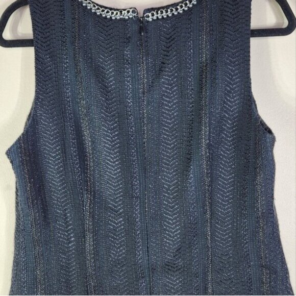 Karl Lagerfeld Black Sheath Dress- Classic Chain/Pearl Neck Size 10 - Picture 4 of 7